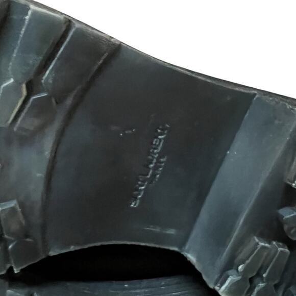 Saint Laurent Star-Studded Leather Black Combat Boot EU 37.5 US 7.5 - Picture 9 of 11